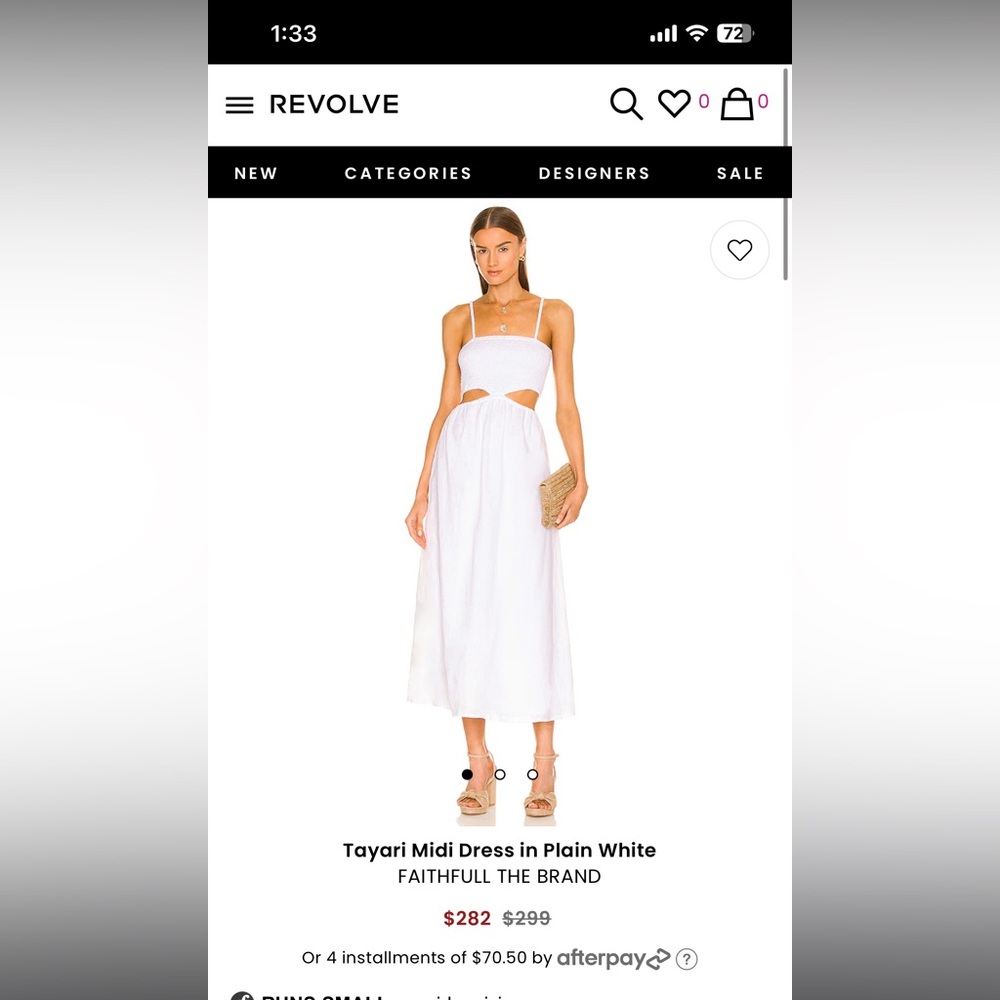 Faithfull the Brand Tayari Midi Dress in Plain White never worn with tag